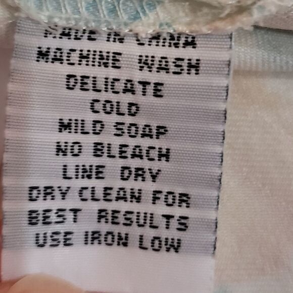 🔺️Hula Doll White & Teal Floral Print Silk Skirt Large - Picture 9 of 9